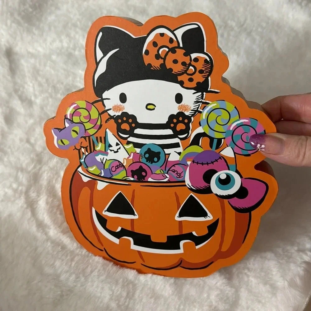 Hello Kitty Halloween Wooden Pumpkin Hanging Wall Plaque Decor NEW